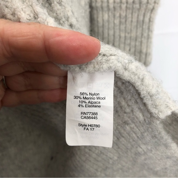 Madewell wool and alpaca blend gray waffle knit long open front cardigan - Picture 4 of 6